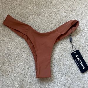 AOZ swim chocolate cheeky swimsuit bottoms thong brown tan nude bathing suit